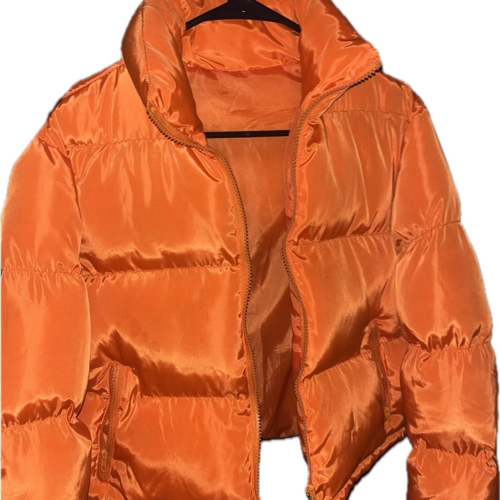SHEIN Vibrant Orange Puffer Jacket